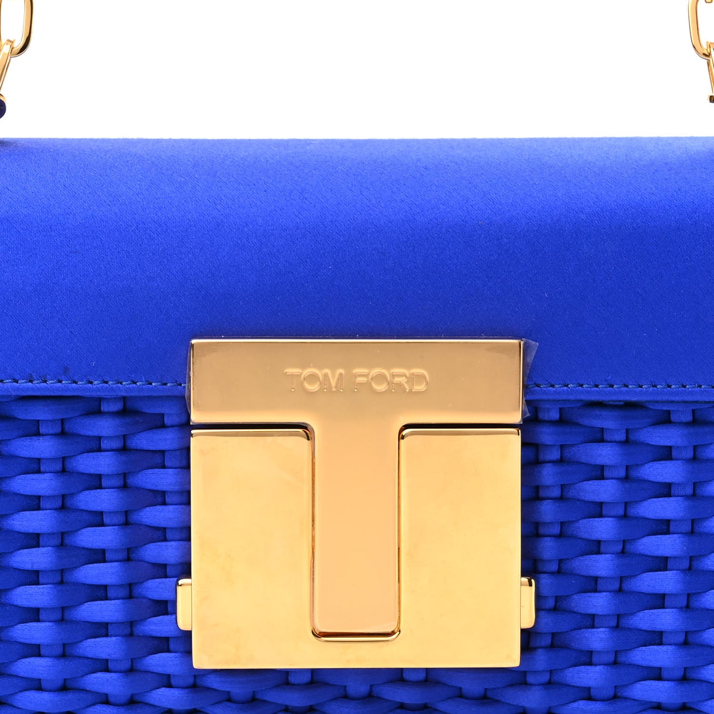 Woven Satin Medium 001 Chain Bag Electric Blue