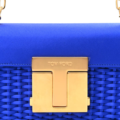 Tom Ford Woven Satin Medium 001 Chain Bag Electric Blue 7 of 10
