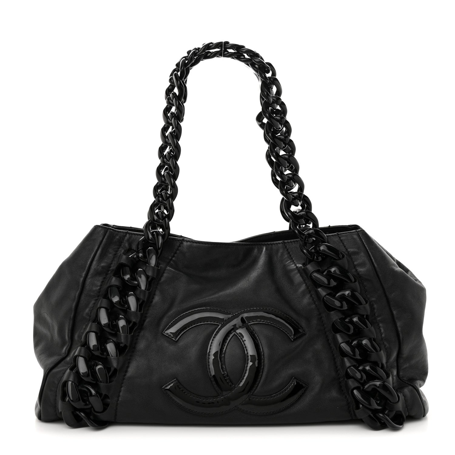 Chanel Calfskin Modern Chain Rhodoid East West Tote Black 1 of 18