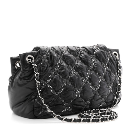 Chanel Nylon Quilted Tweed Stitch Bubble Flap Black 3 of 11