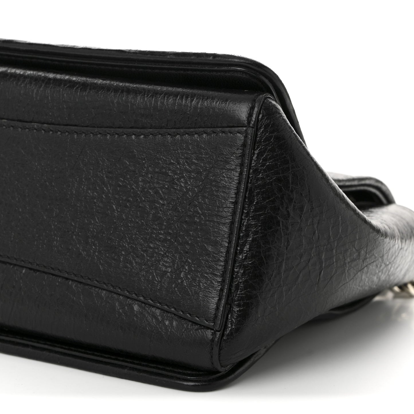 Soft Vintage Goatskin Helia Top Handle Bag Black