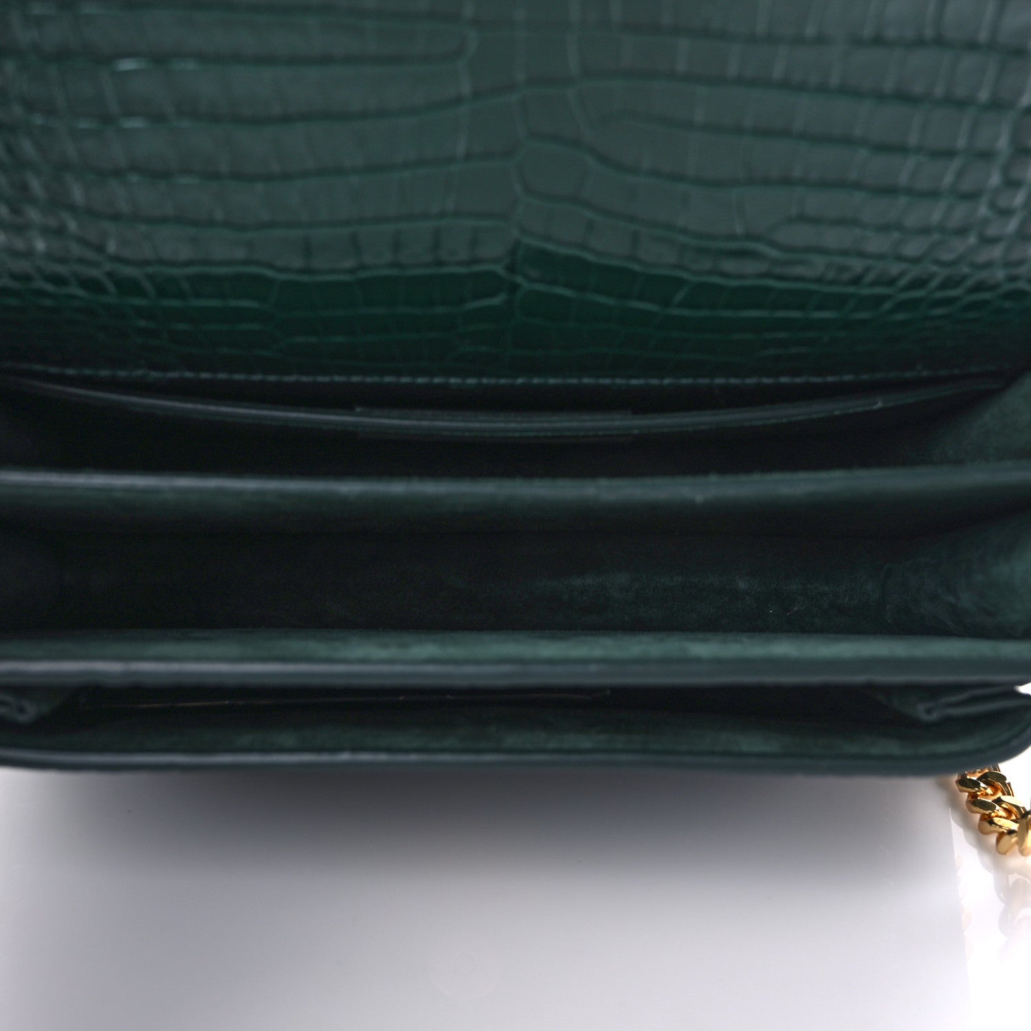 Saint Laurent Calfskin Crocodile Embossed Medium Monogram Sunset Dark Mint 4 of 7