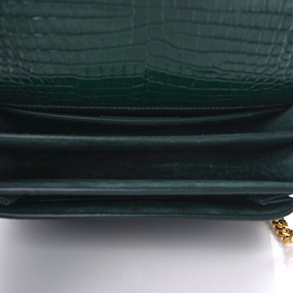 Saint Laurent Calfskin Crocodile Embossed Medium Monogram Sunset Dark Mint 4 of 7