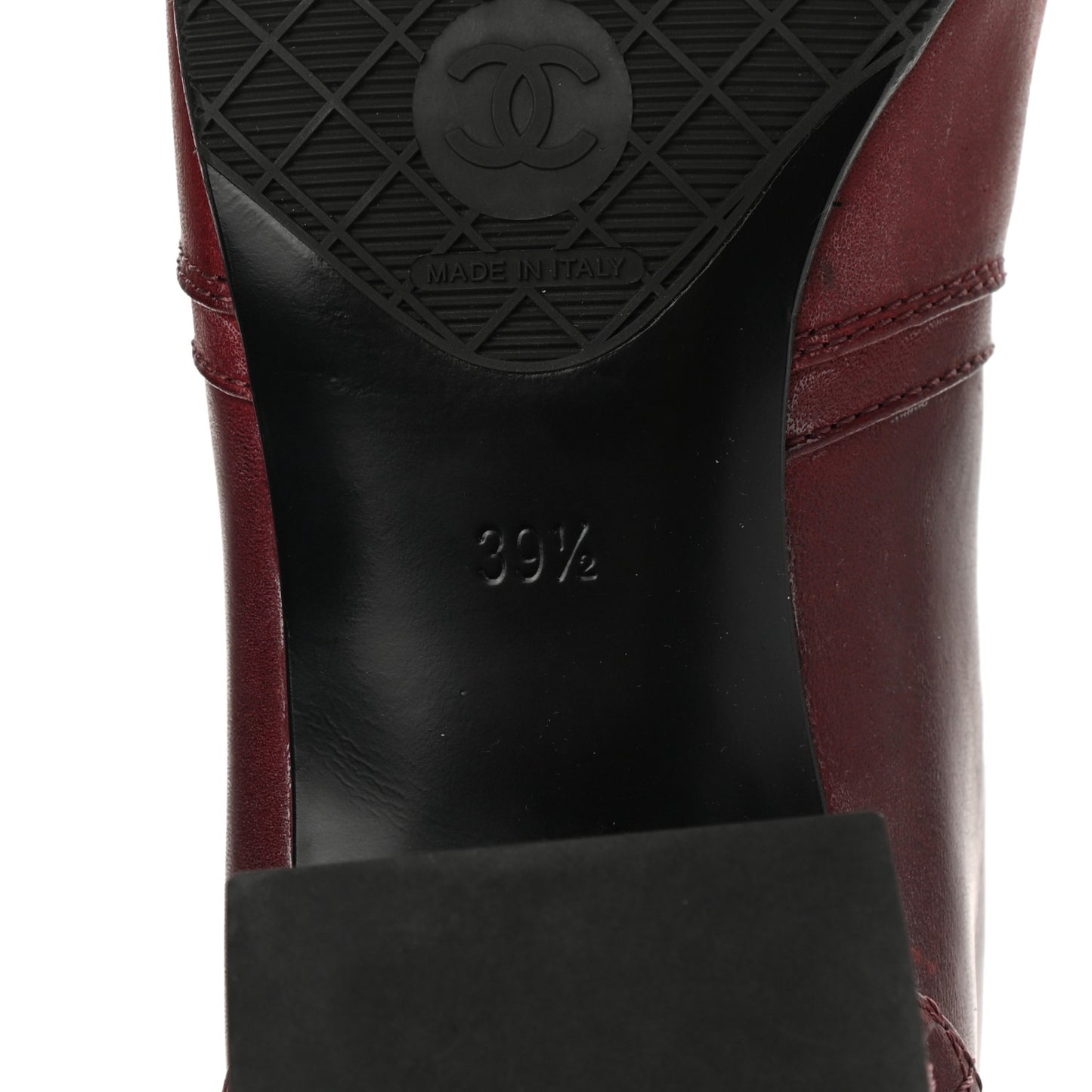 Calfskin Stitched Boots 39.5 Burgundy