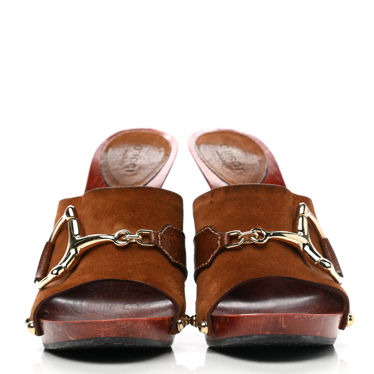 Suede Boarskin Icon Bit Platform Clog High Heel Slide Sandals 6 Nut