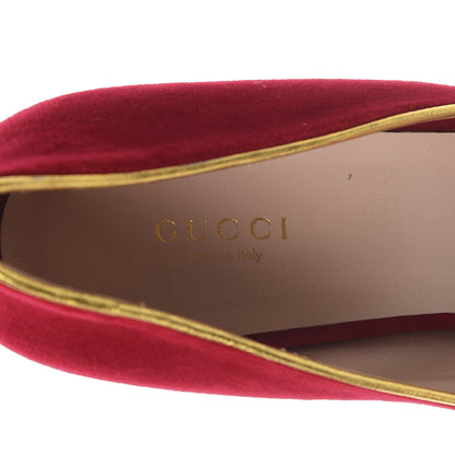Gucci Velvet Etoile Pearl Embellished Pumps 40 Hibiscus Red 7 of 10