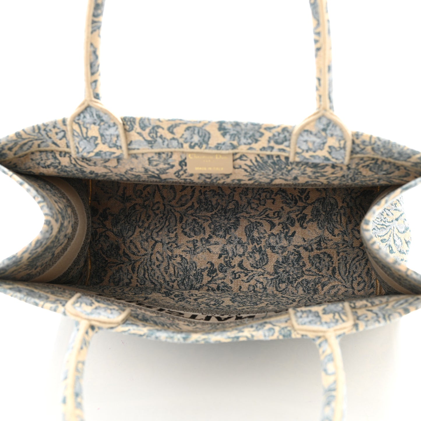 Canvas Embroidered Medium Brocart Book Tote Metallic Blue