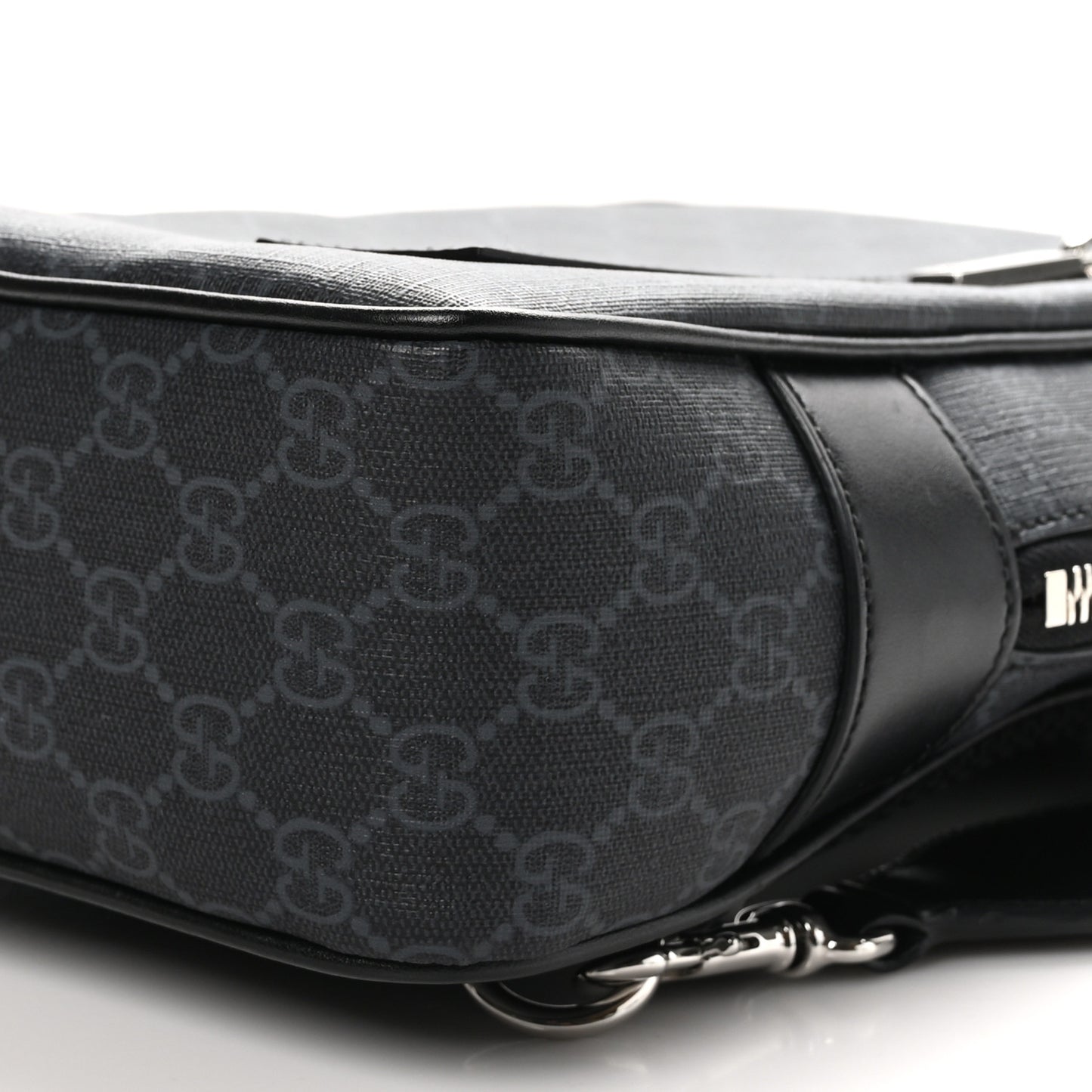 GG Supreme Monogram Web Small Sling Bag   Black Grey