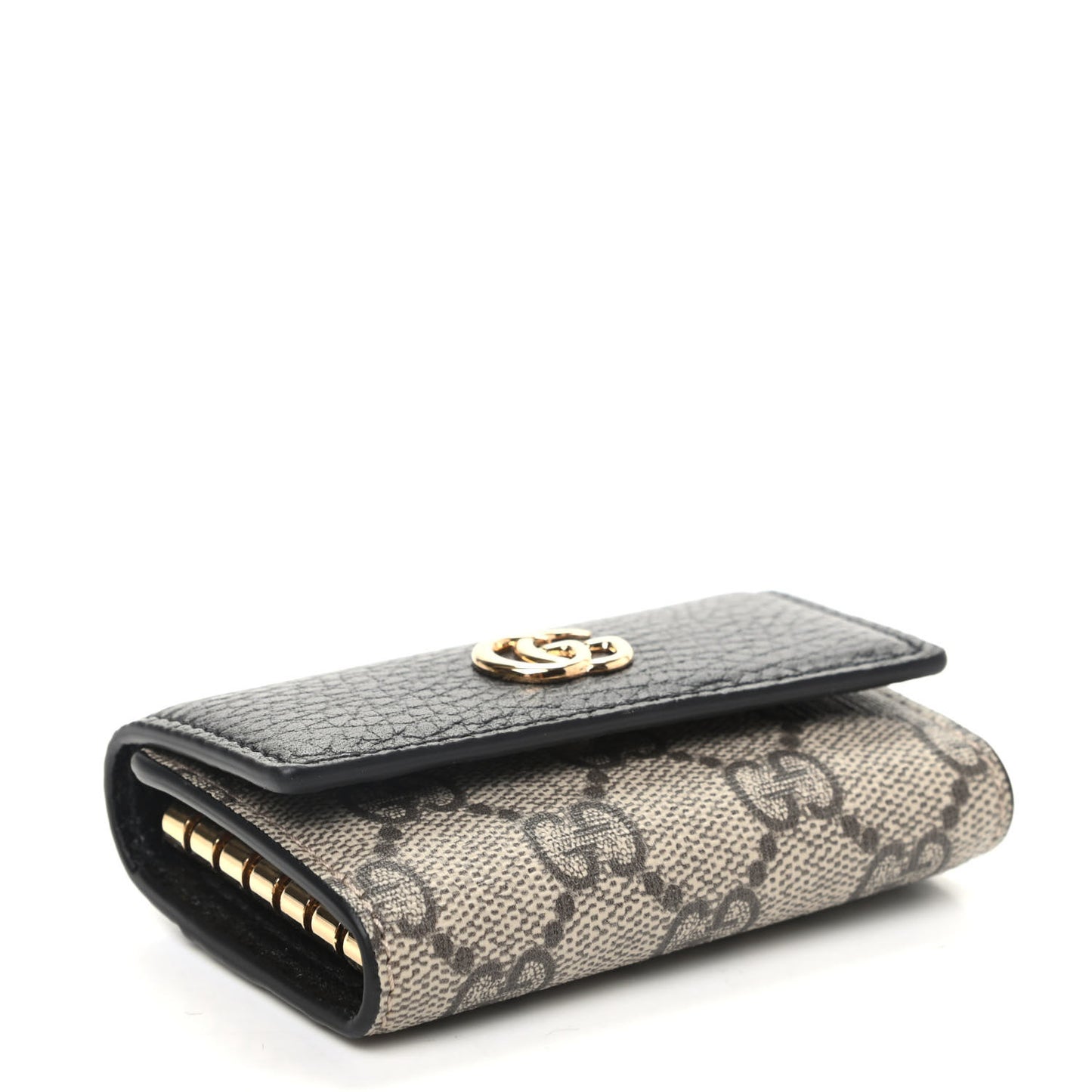 Dollar Calfskin GG Supreme Monogram GG Marmont 6 Key Holder Case Black Beige Ebony