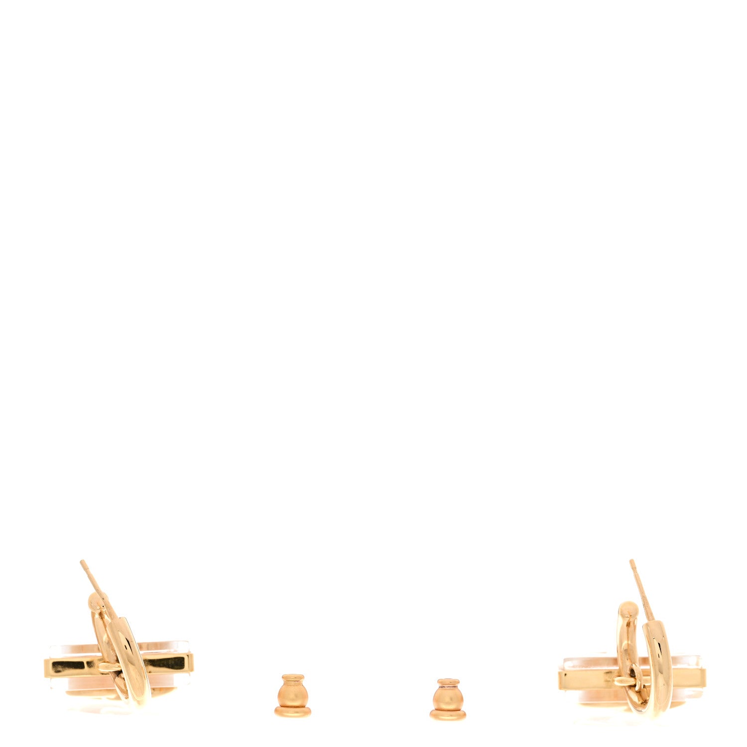 Chanel Metal Resin CC Square Drop Earrings Gold Transparent 6 of 11