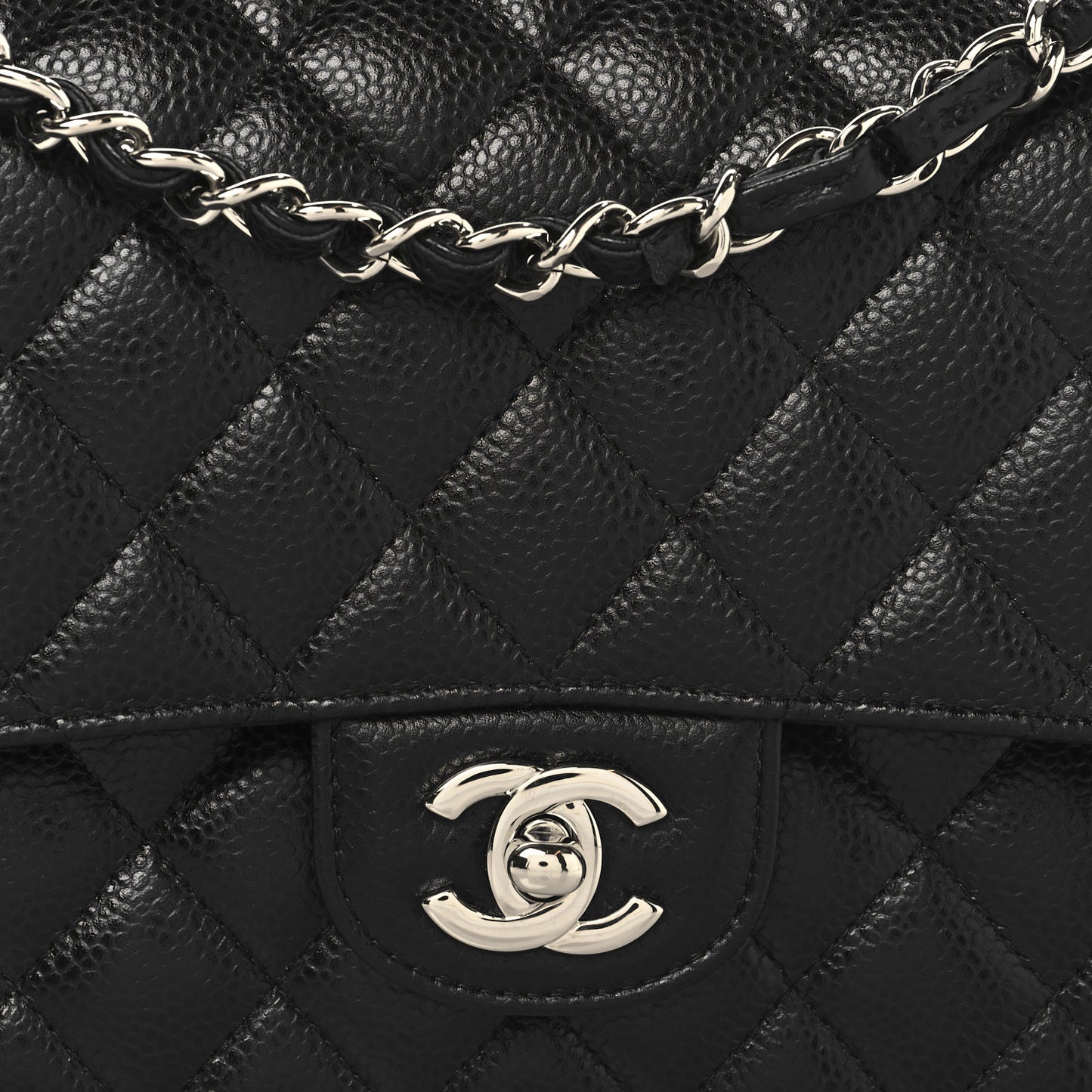 Caviar Quilted Medium Double Flap Black