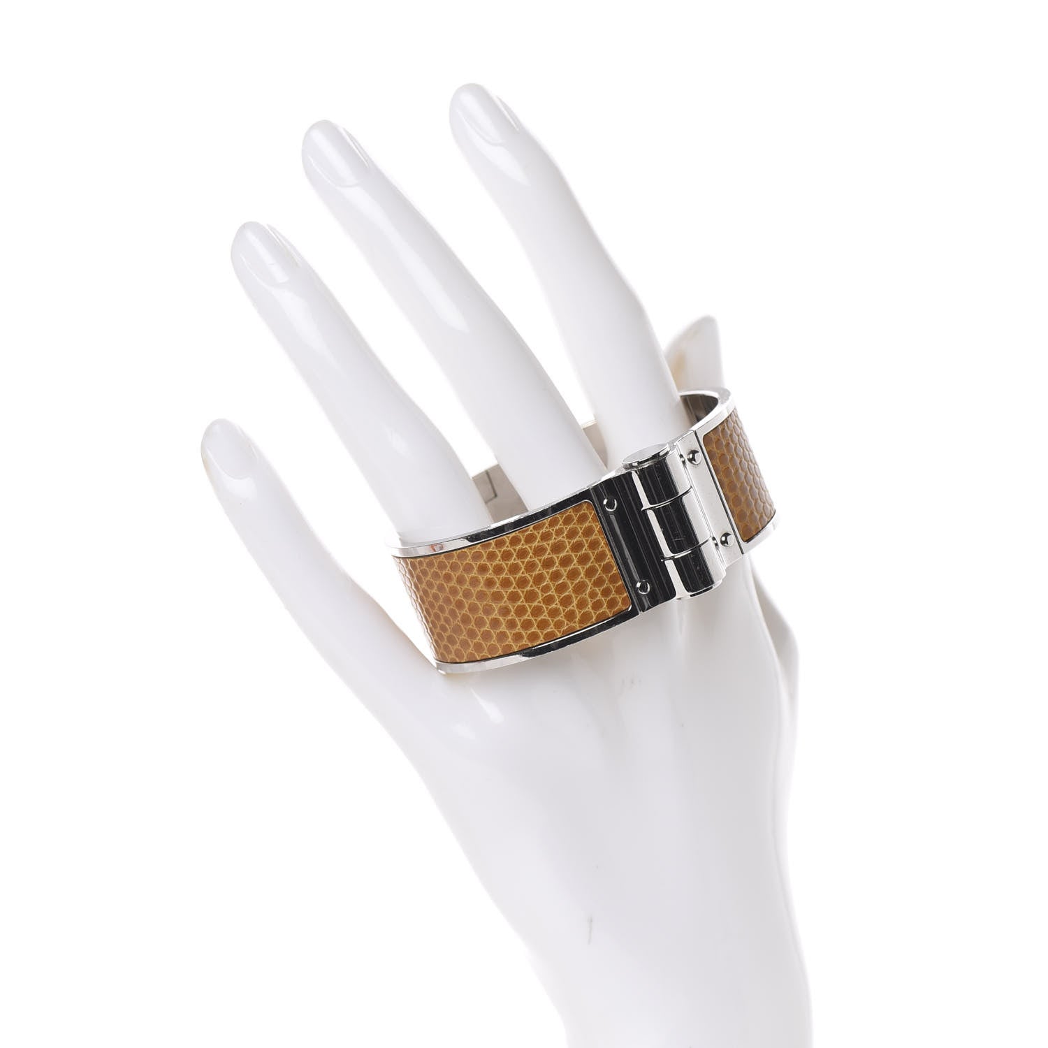 Hermes Lizard Charniere Uni Wide Hinged Bracelet S Sesame 2 of 7