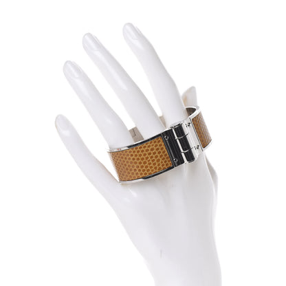 Hermes Lizard Charniere Uni Wide Hinged Bracelet S Sesame 2 of 7