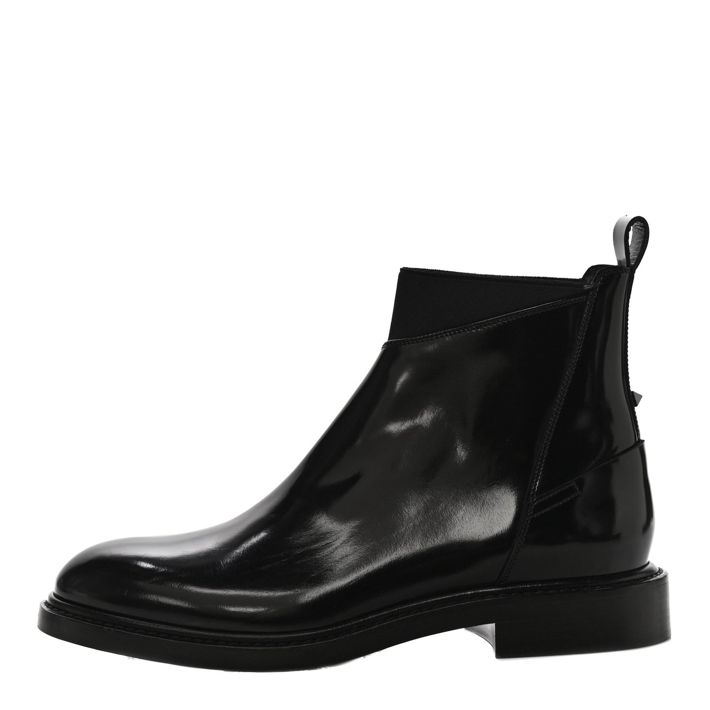Patent Calfskin Rockstud Chelsea Ankle Boots 41 Black