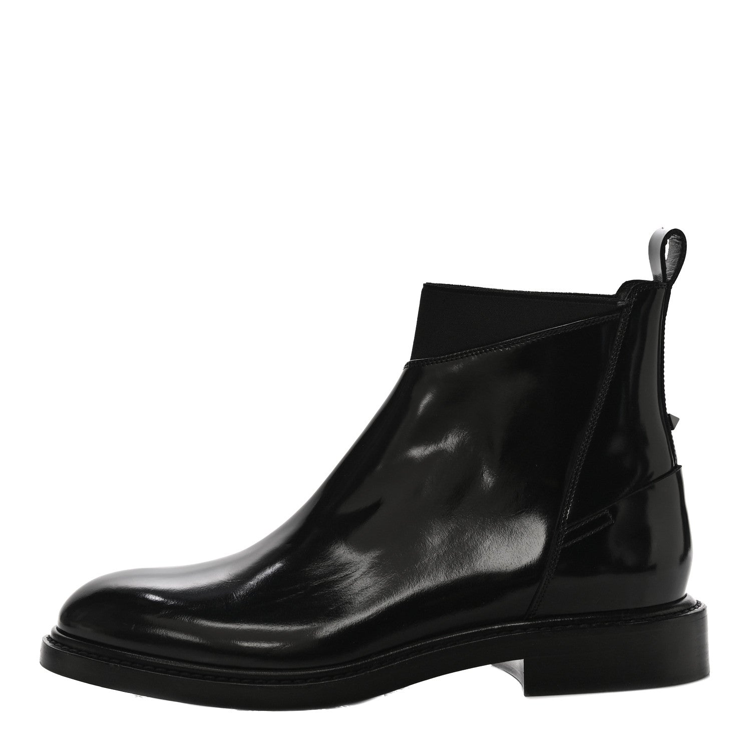 Valentino Garavani Patent Calfskin Rockstud Chelsea Ankle Boots 41 Black 1 of 12