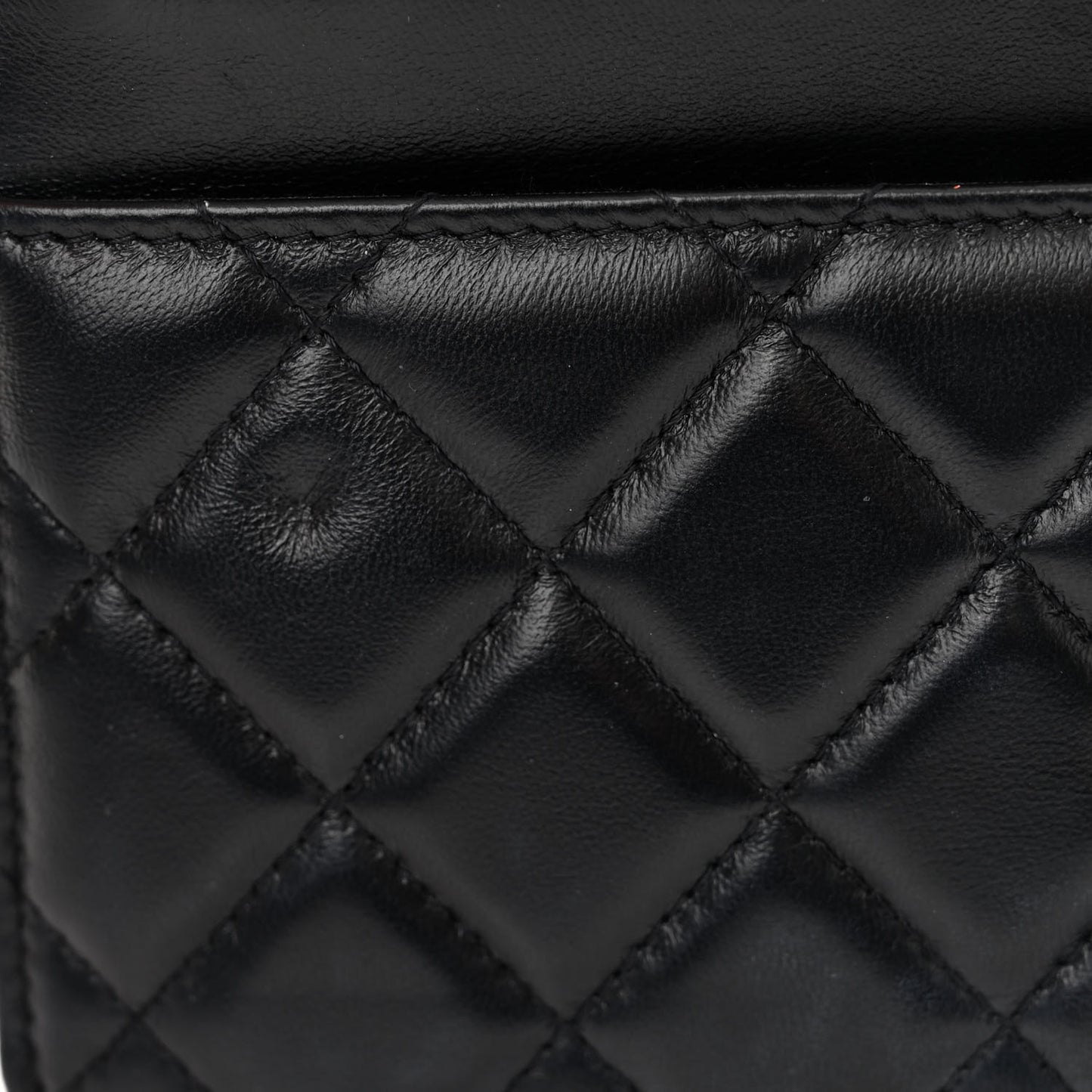 Lambskin Quilted Chain Around Wallet On Chain WOC Black