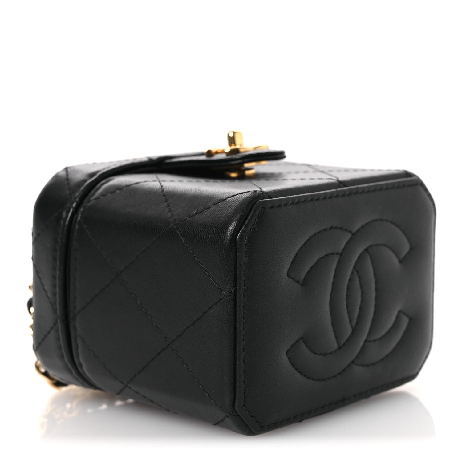Chanel Lambskin Quilted Vanity Clutch With Chain Black 3 of 11