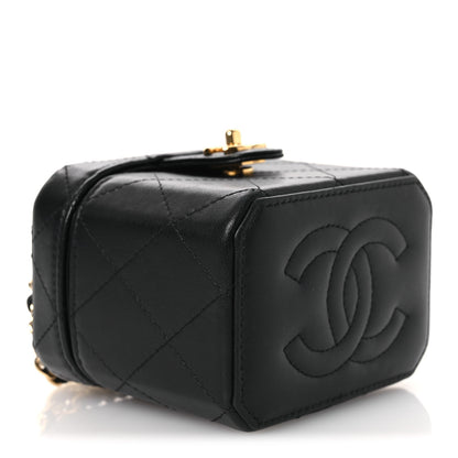 Chanel Lambskin Quilted Vanity Clutch With Chain Black 3 of 11