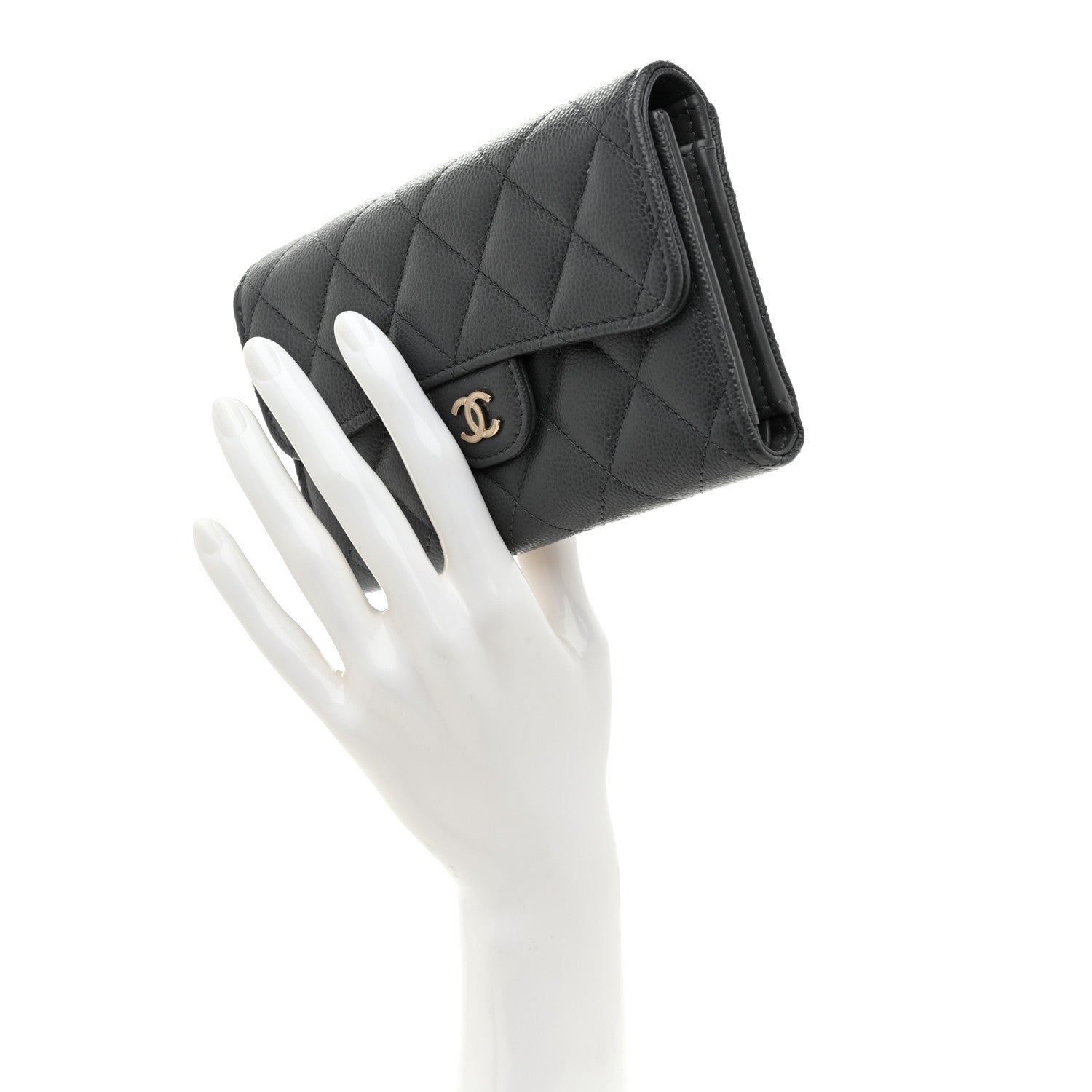Chanel Caviar Quilted Medium Flap Wallet Grey 2 of 10