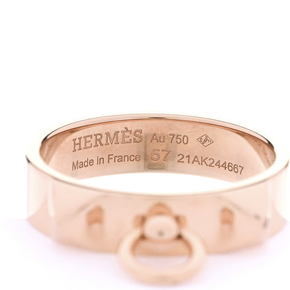 Hermes 18K Rose Gold PM Collier De Chien Ring 57 8 4 of 5