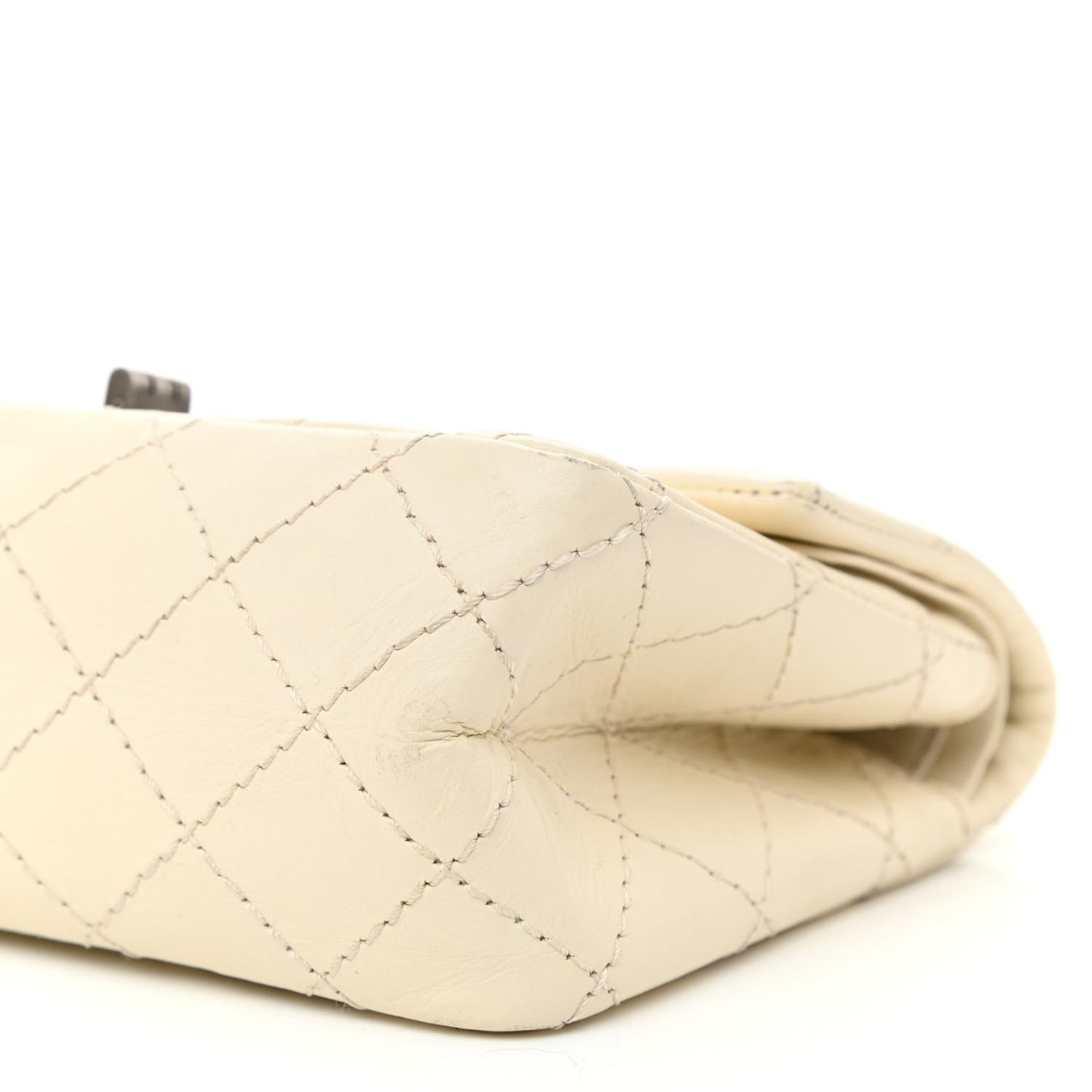 Aged Calfskin Quilted 2.55 Reissue Mini Flap White