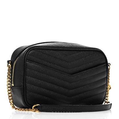 Saint Laurent Grain De Poudre Matelasse Monogram Mini Lou Camera Bag Black 3 of 9