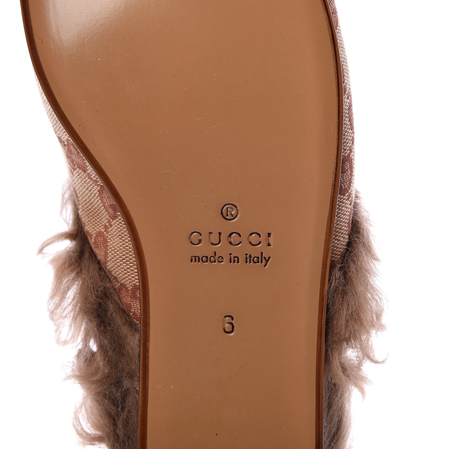 Gucci GG Monogram Fur Mens Princetown Slippers 6 Beige Ruggine Rust 6 of 8