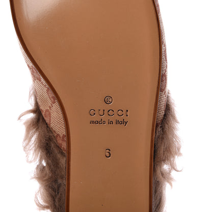 Gucci GG Monogram Fur Mens Princetown Slippers 6 Beige Ruggine Rust 6 of 8