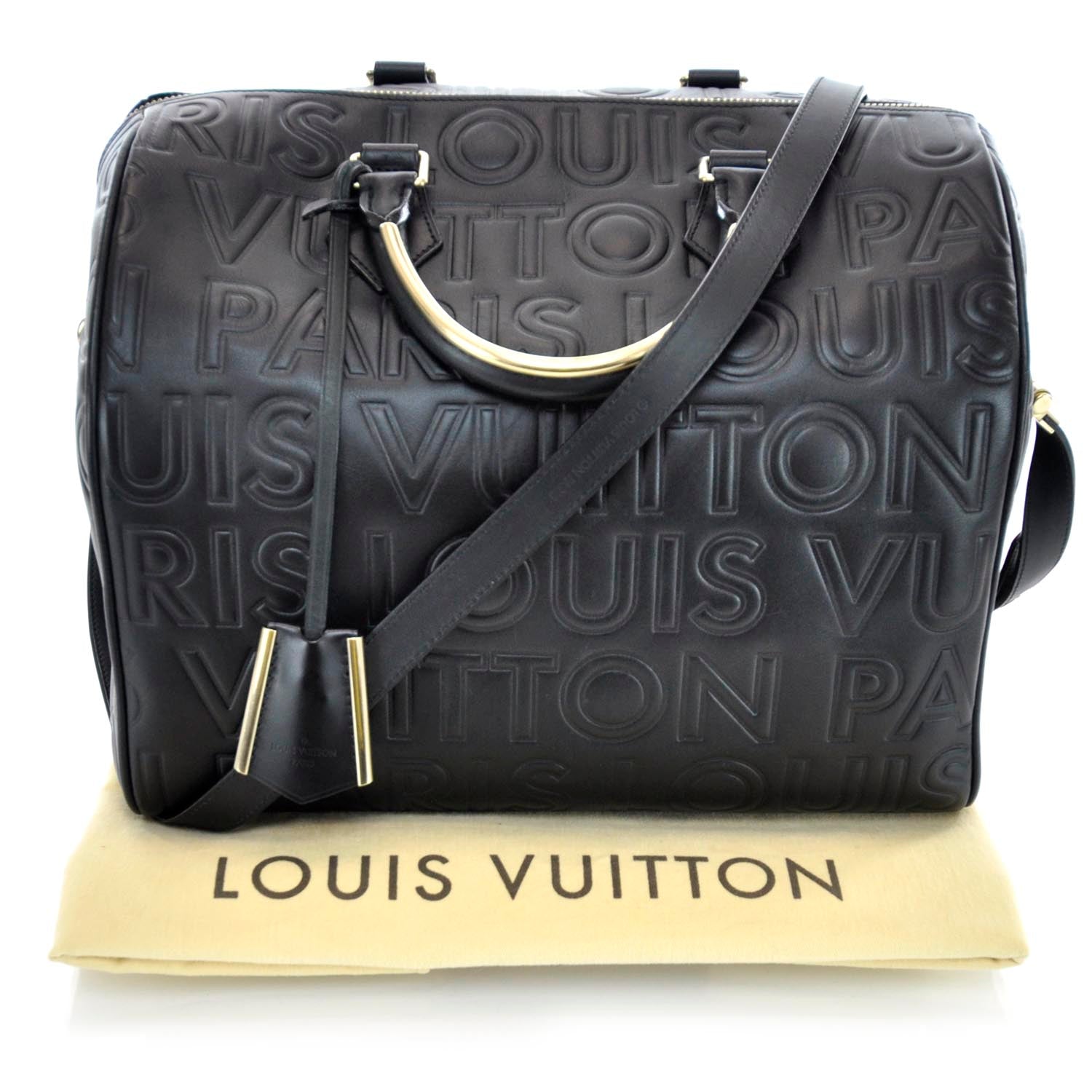 Louis Vuitton Calfskin Embossed Speedy Cube 30 Black 3 of 13