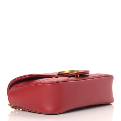 Gucci Calfskin Matelasse Super Mini GG Marmont Shoulder Bag Hibiscus Red 4 of 11