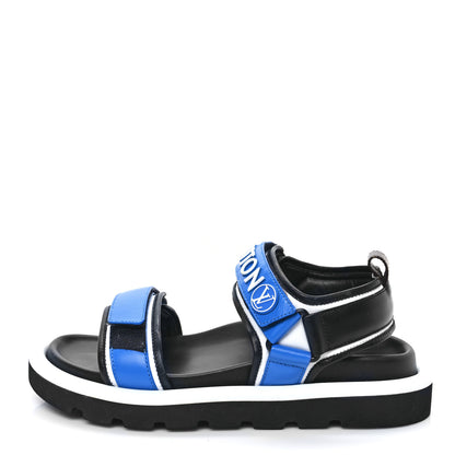 Louis Vuitton Calfskin Monogram Pool Pillow Flat Comfort Sandals 38 Blue 1 of 9
