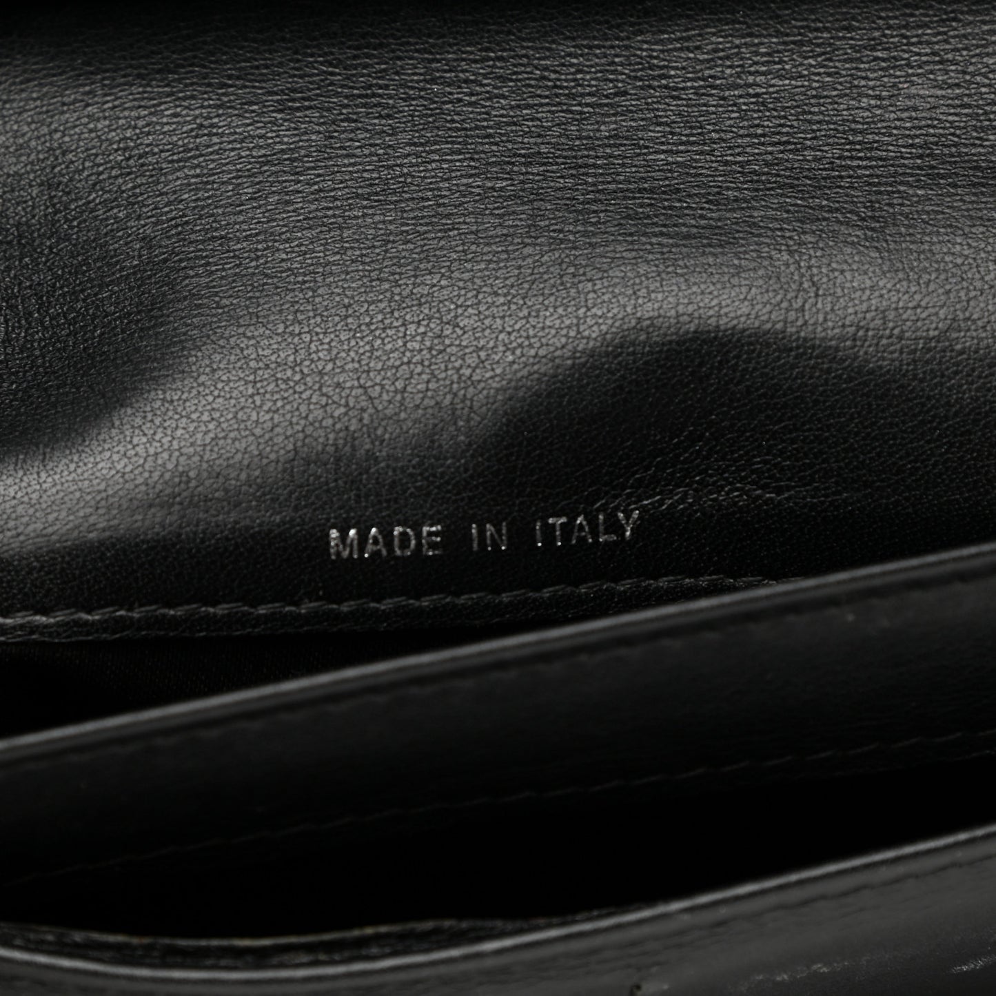 Patent Camellia Embossed Yen Wallet Black
