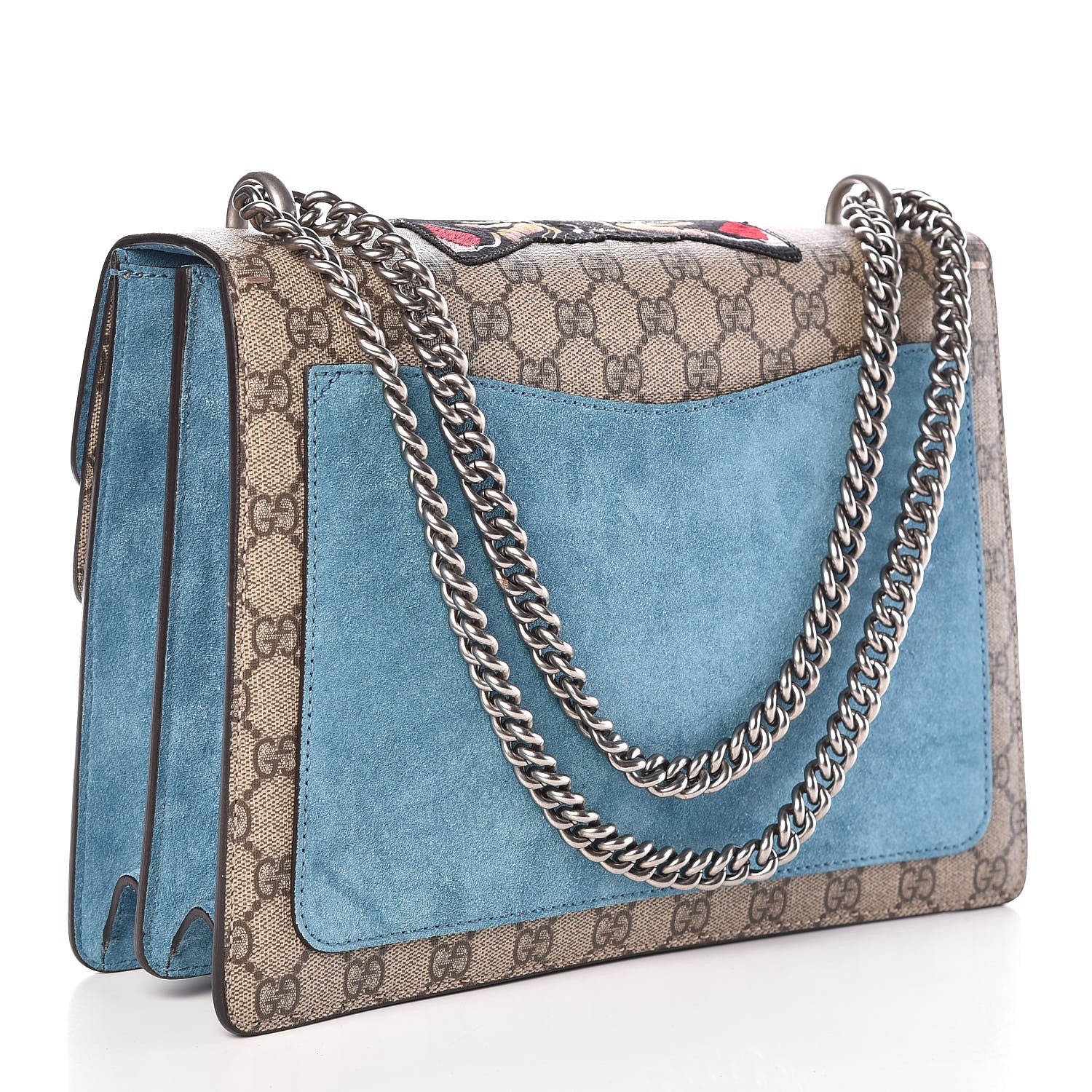 Gucci GG Supreme Monogram Angry Cat Embroidered Medium Dionysus Shoulder Bag Beige Ultramarine 3 of 8