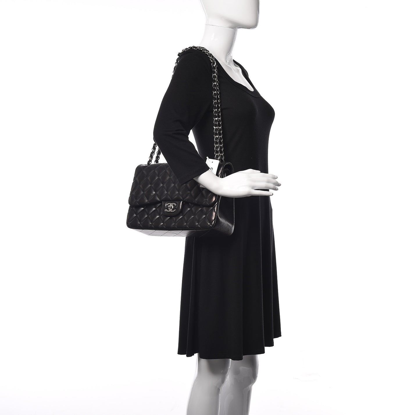 Lambskin Quilted Jumbo Double Flap Black