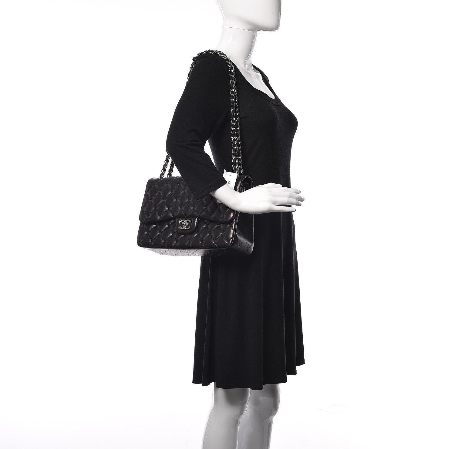 Chanel Lambskin Quilted Jumbo Double Flap Black 3 of 13