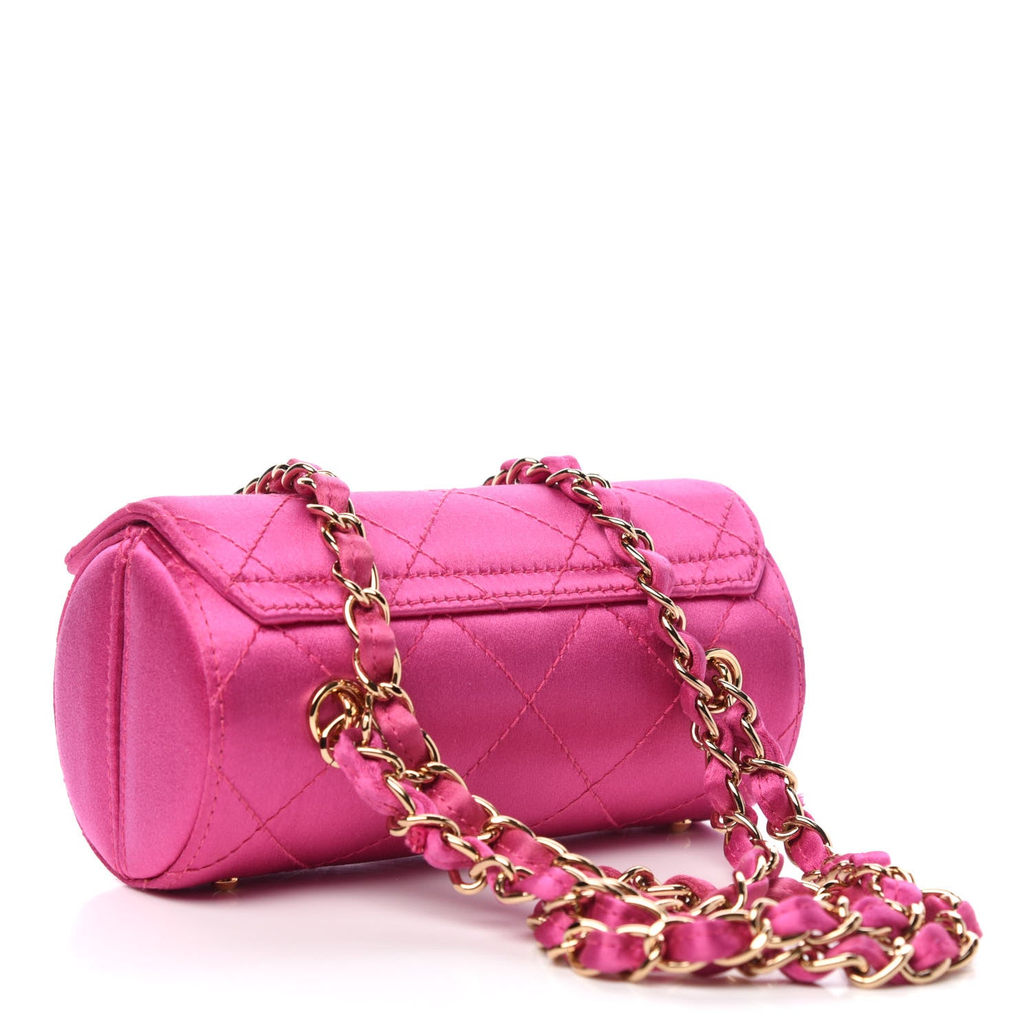 Chanel Satin Quilted Evening Bag Fuchsia 3 of 12