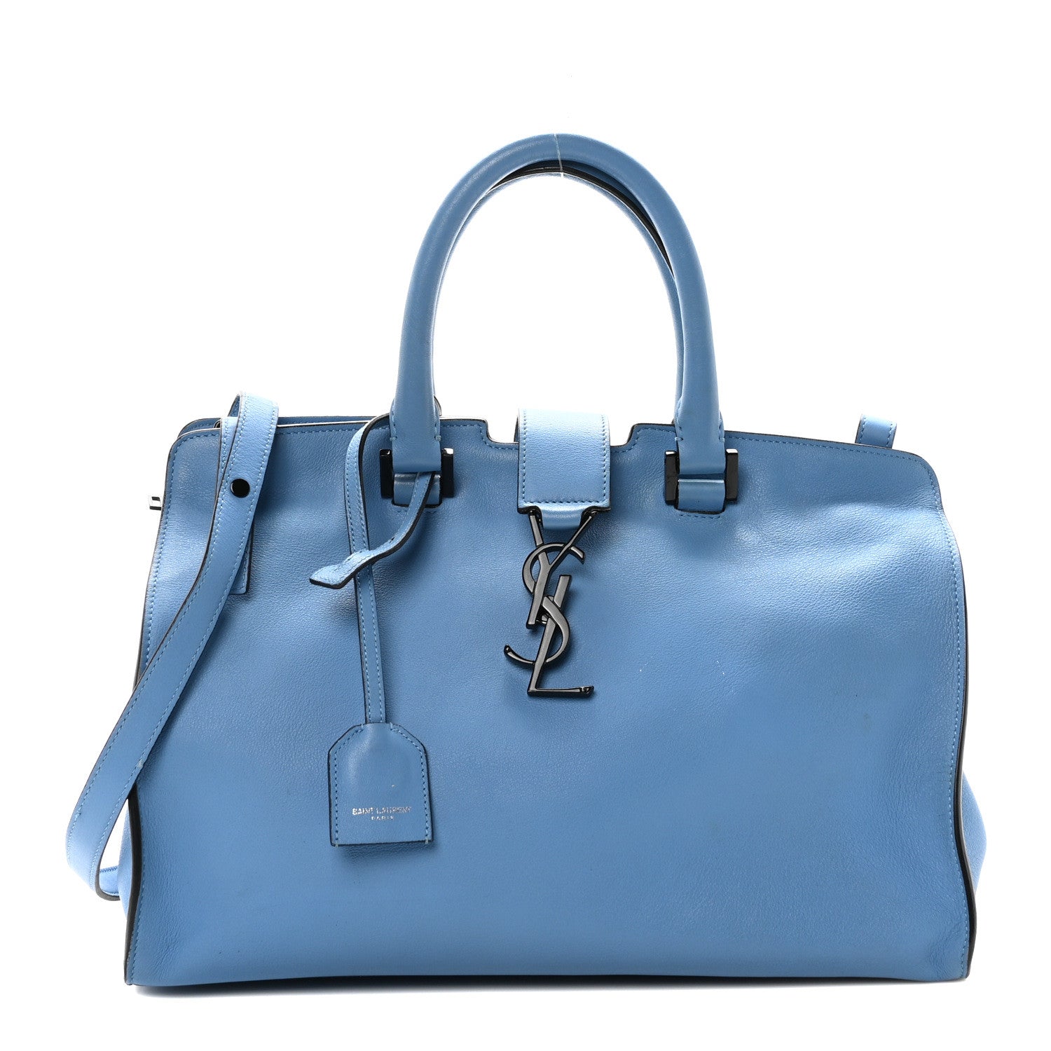 Saint Laurent Calfskin Small Monogram Cabas Light Blue 1 of 9