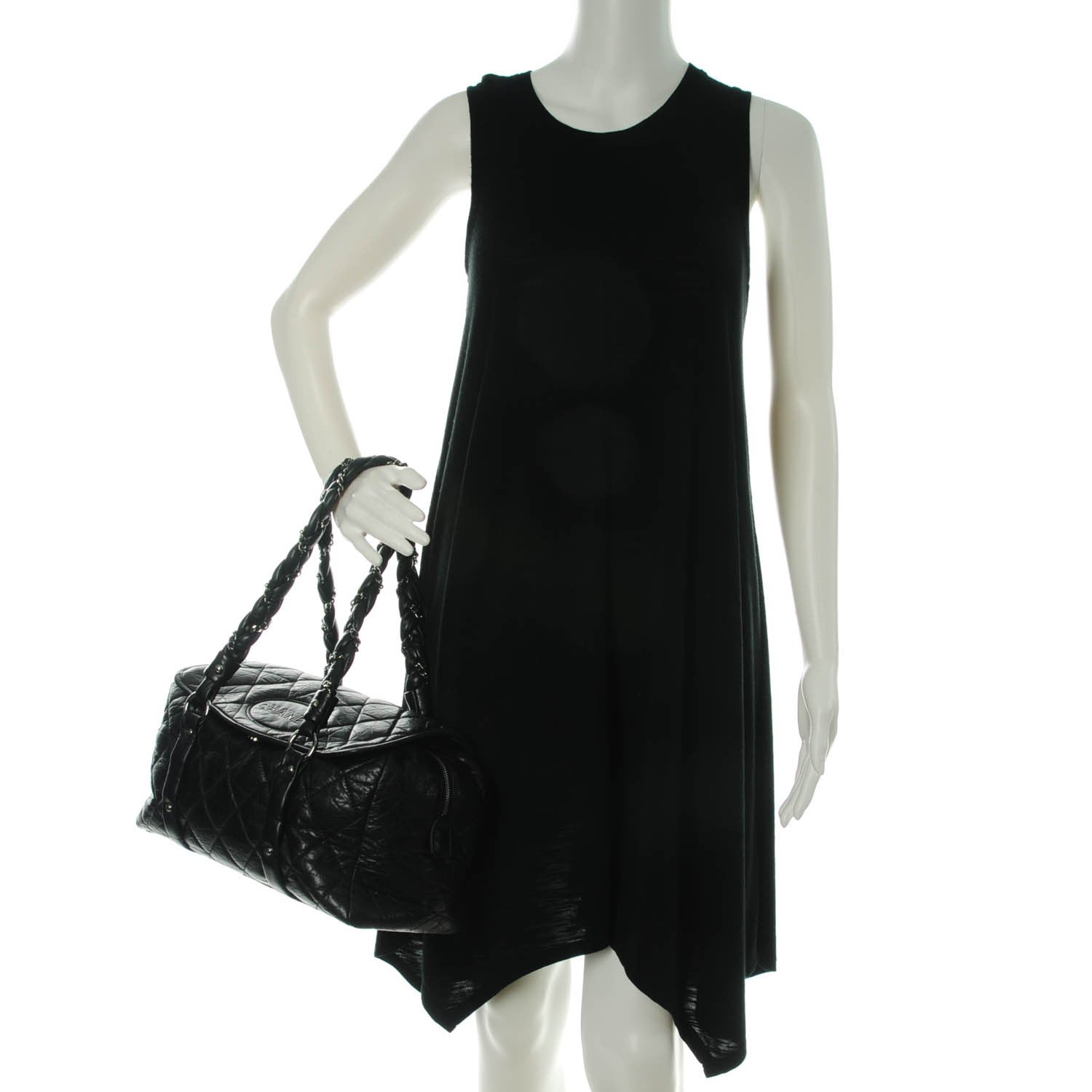 Chanel Distressed Lambskin Quilted Lady Braid Flap Tote Black 2 of 7