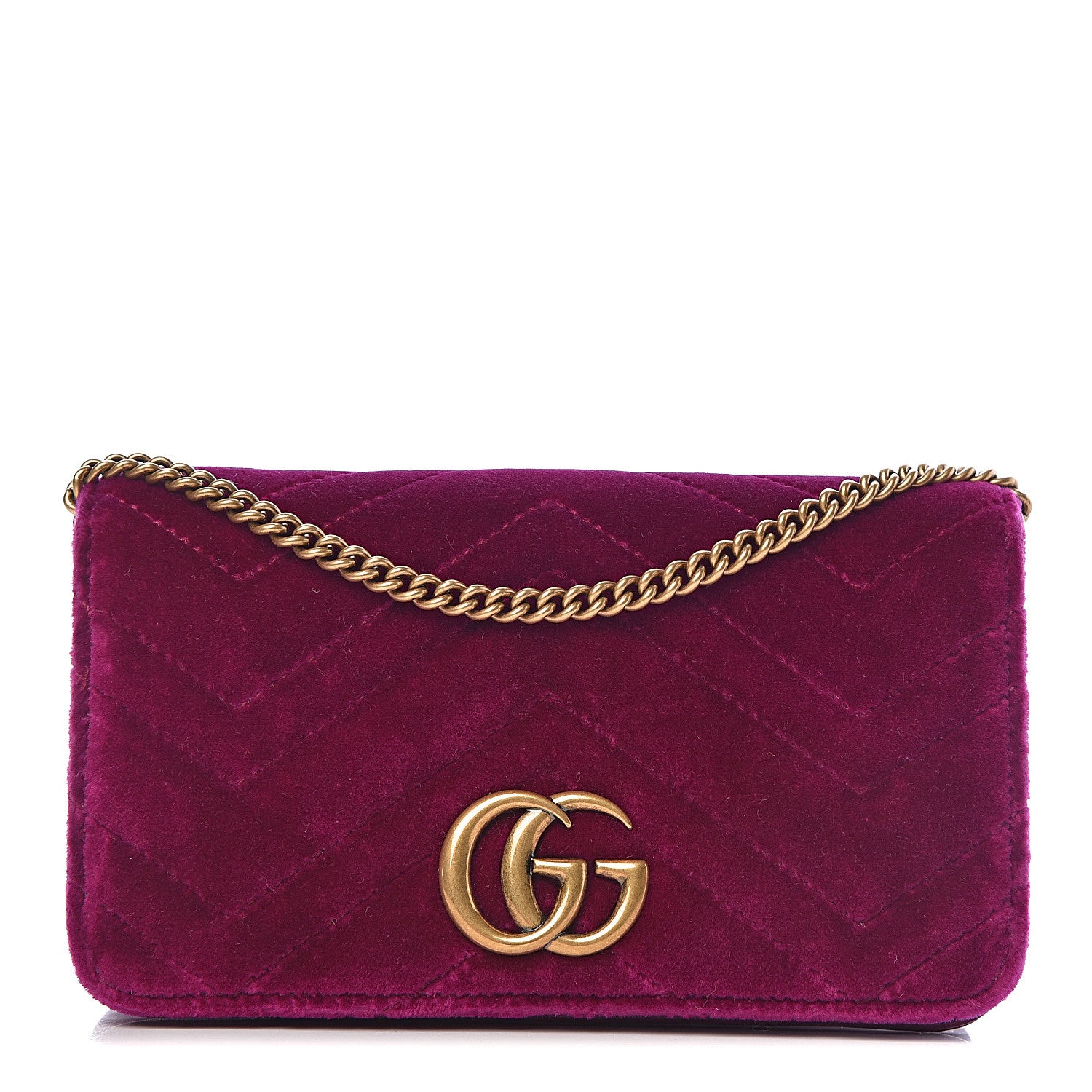 Gucci Velvet Matelasse GG Marmont Mini Bag Fuchsia Violet Cyclamen 1 of 10
