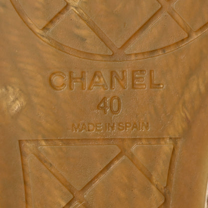 Chanel Grained Calfskin Tweed CC Espadrilles 40 Black Blue 8 of 9