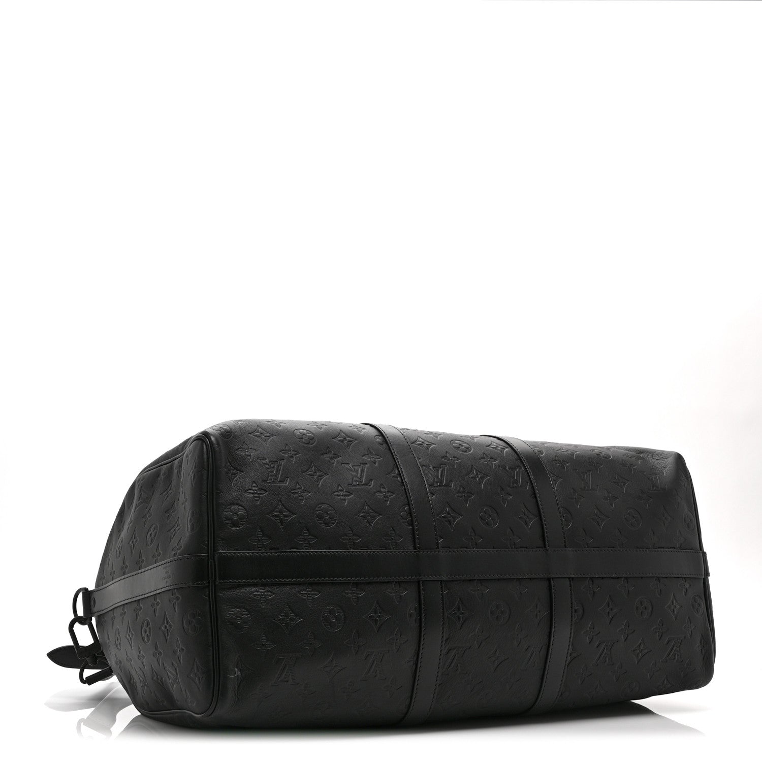 Louis Vuitton Calfskin Shadow Monogram Keepall Bandouliere 50 Black 3 of 8