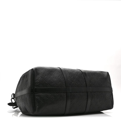 Louis Vuitton Calfskin Shadow Monogram Keepall Bandouliere 50 Black 3 of 8