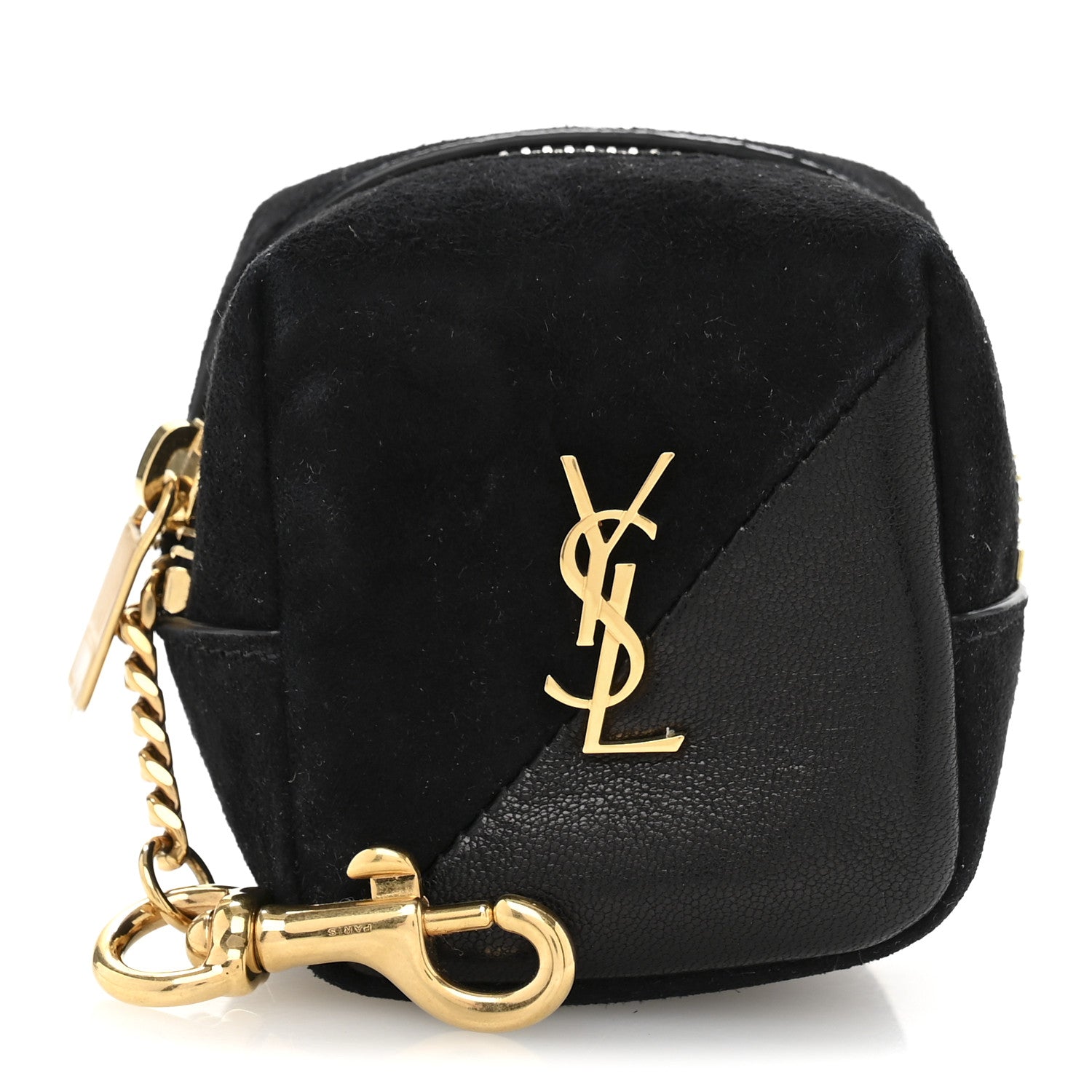 Saint Laurent Suede Lambskin Jaime Cube Charm Keychain Black 1 of 10