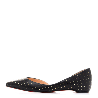 Christian Louboutin Calfskin Studded Iriza Flats 39.5 Black 1 of 8