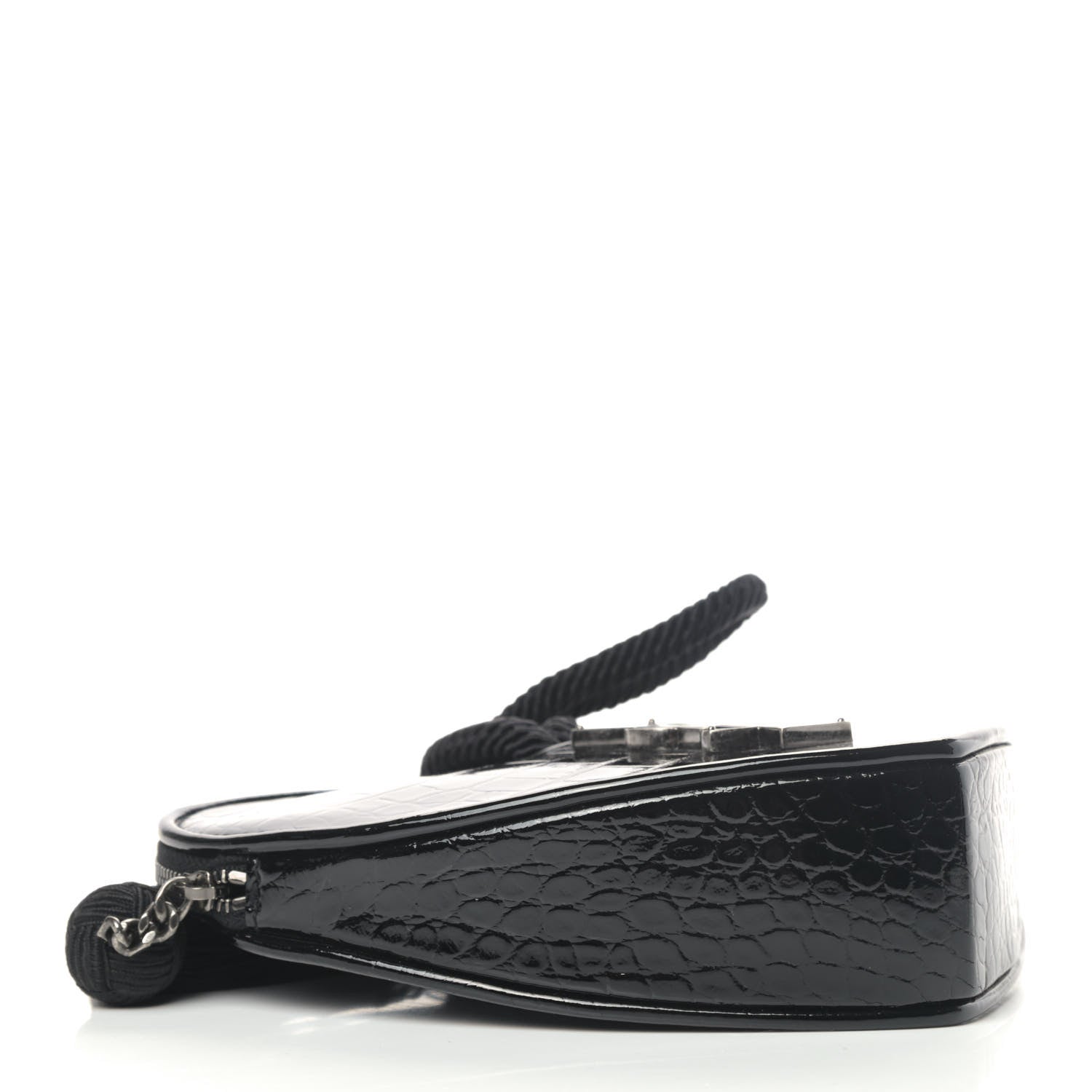 Saint Laurent Patent Crocodile Embossed Sac Coeur Heart Shaped Clutch Black 3 of 4