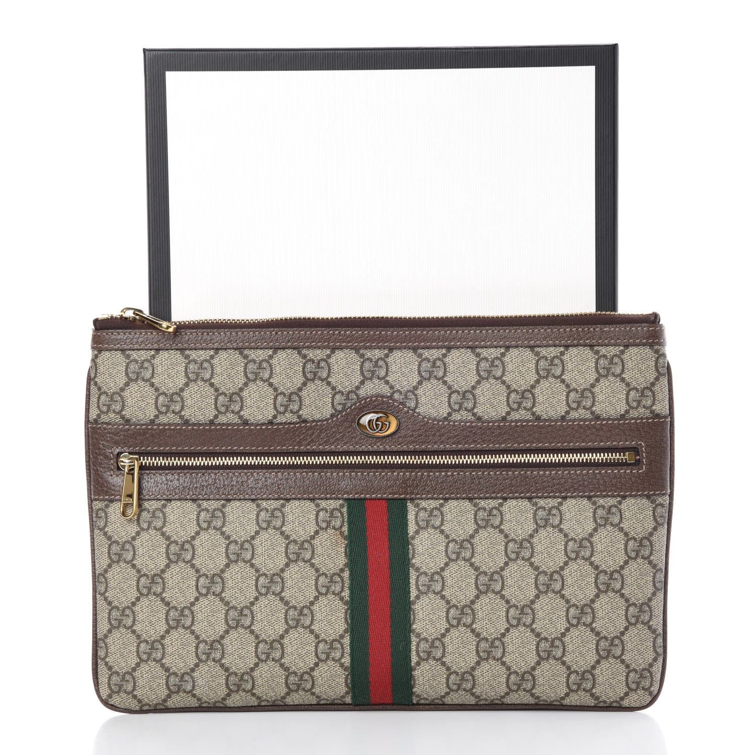 Gucci GG Supreme Monogram Large Ophidia Pouch Clutch Brown 8 of 8