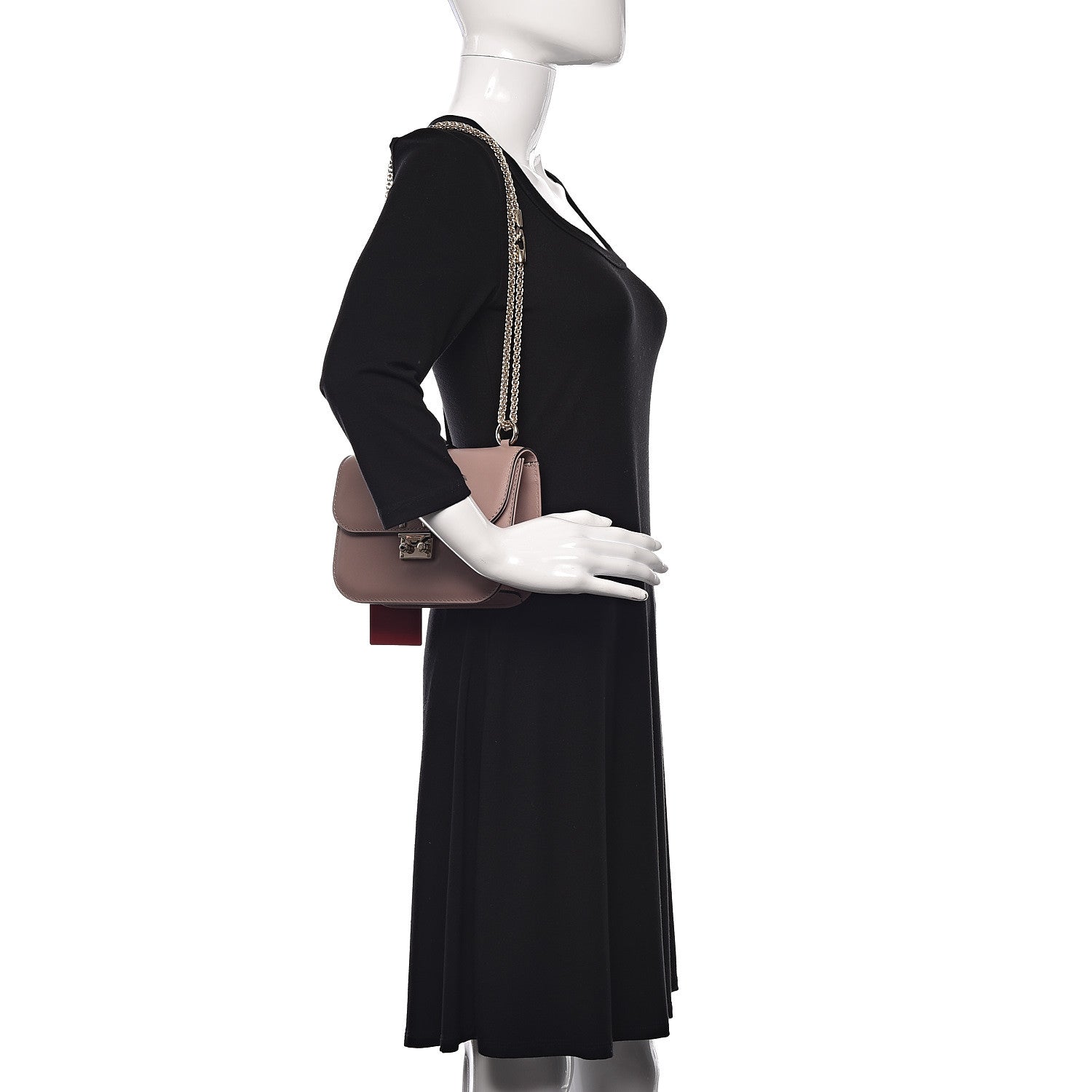 Valentino Garavani Vitello Small Glam Lock Rockstud Flap Poudre 2 of 9