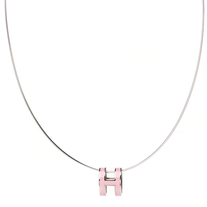 Hermes Lacquered Palladium Pop H Pendant Necklace Rose Dragee 1 of 4