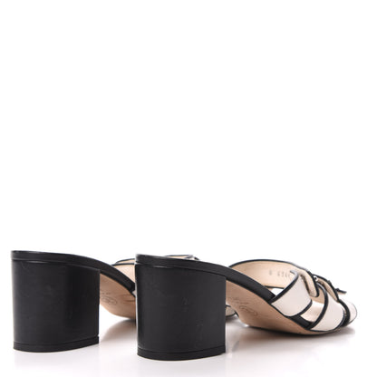 Chanel Calfskin CC Turnlock Sandals 38.5 Beige Black 4 of 8