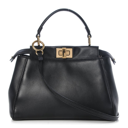 Fendi Nappa Mini Peekaboo Iconic Satchel Black 1 of 9